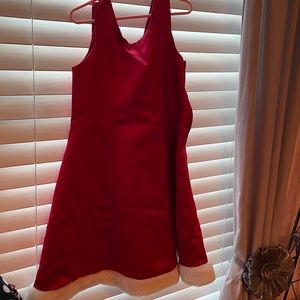 Beautiful Girls Satiny Red Dress w/White Faux Fur Trim